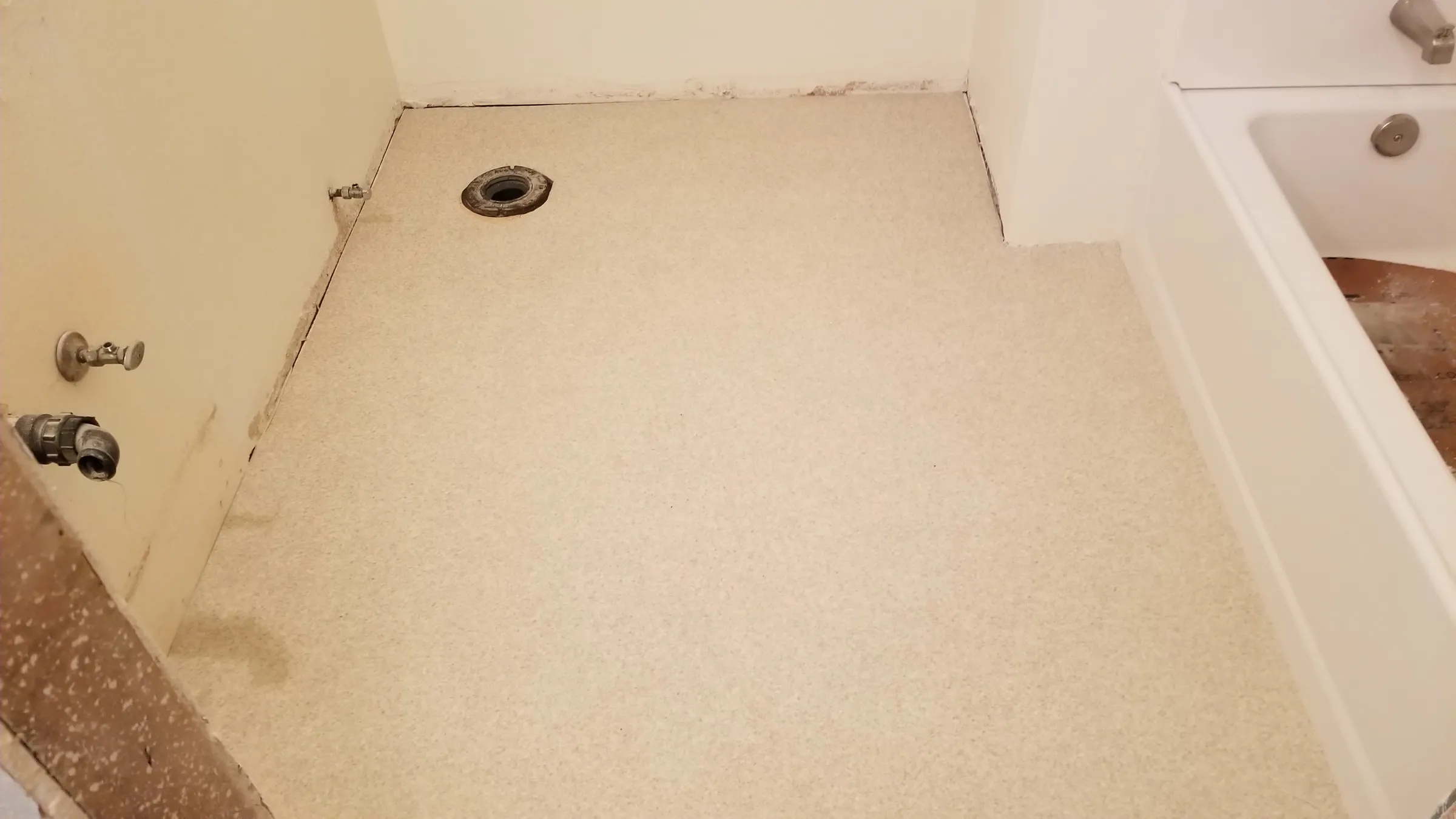 New sheet vinyl flooring down.