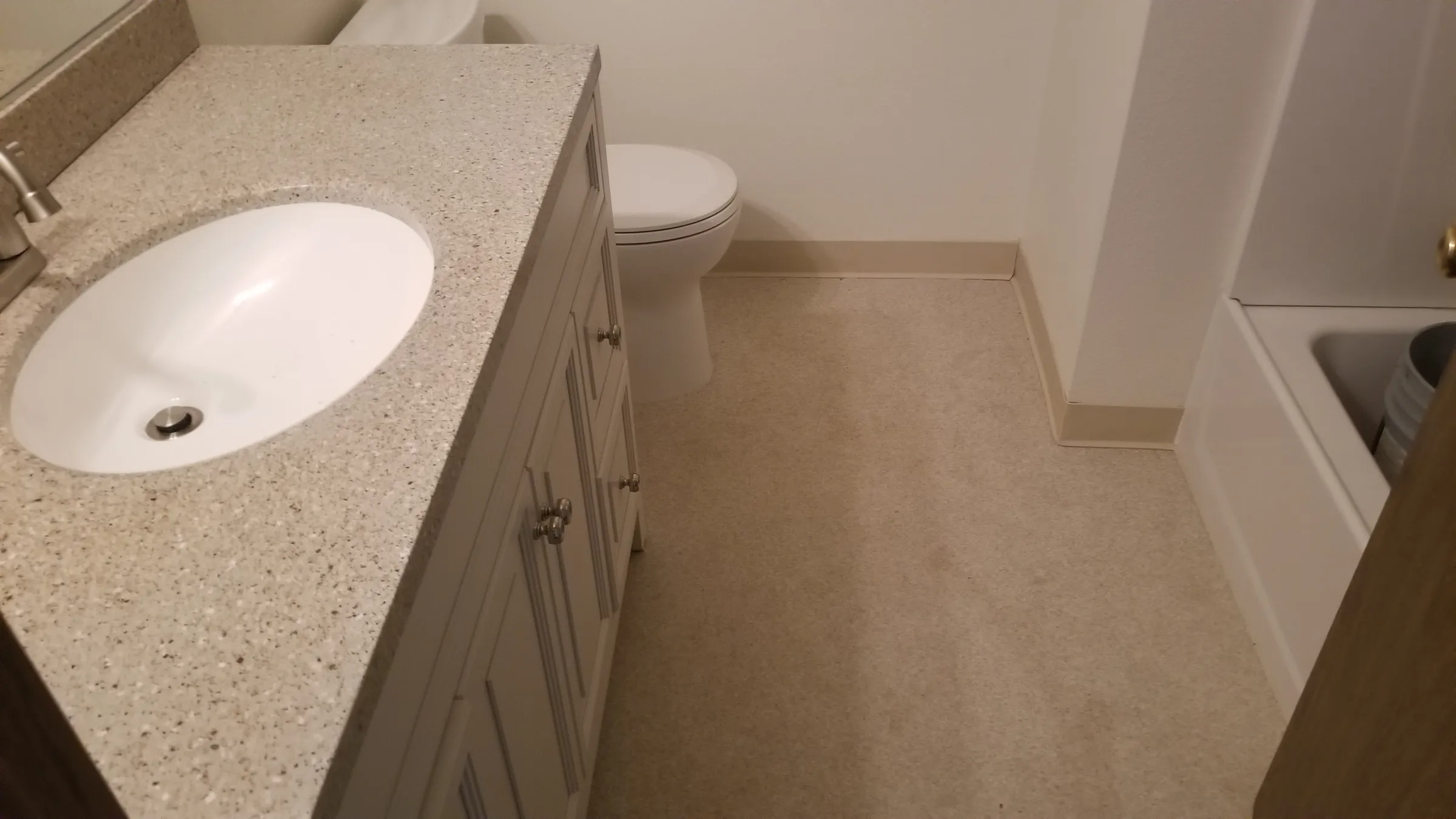 New vanity top over the new floor.
