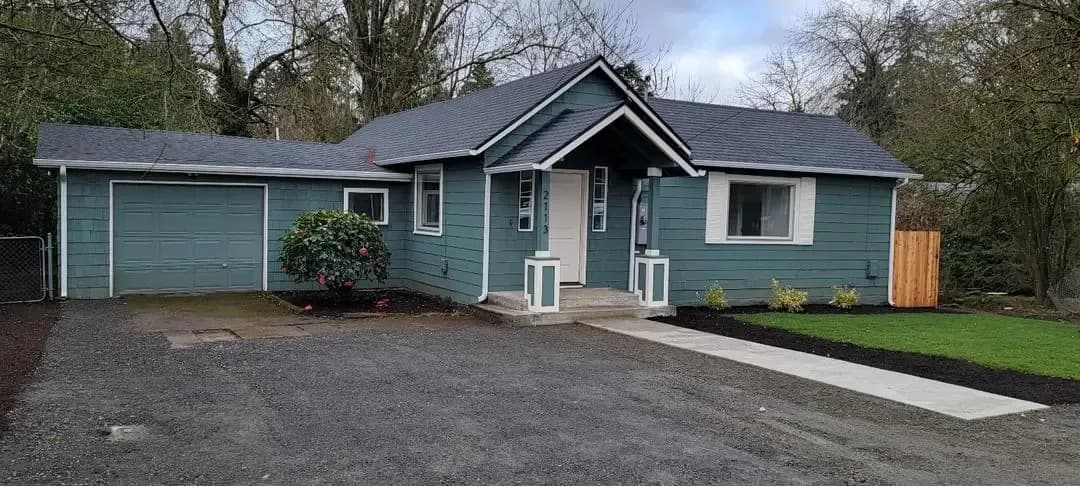 Done: Front elevation and drive, finished.
