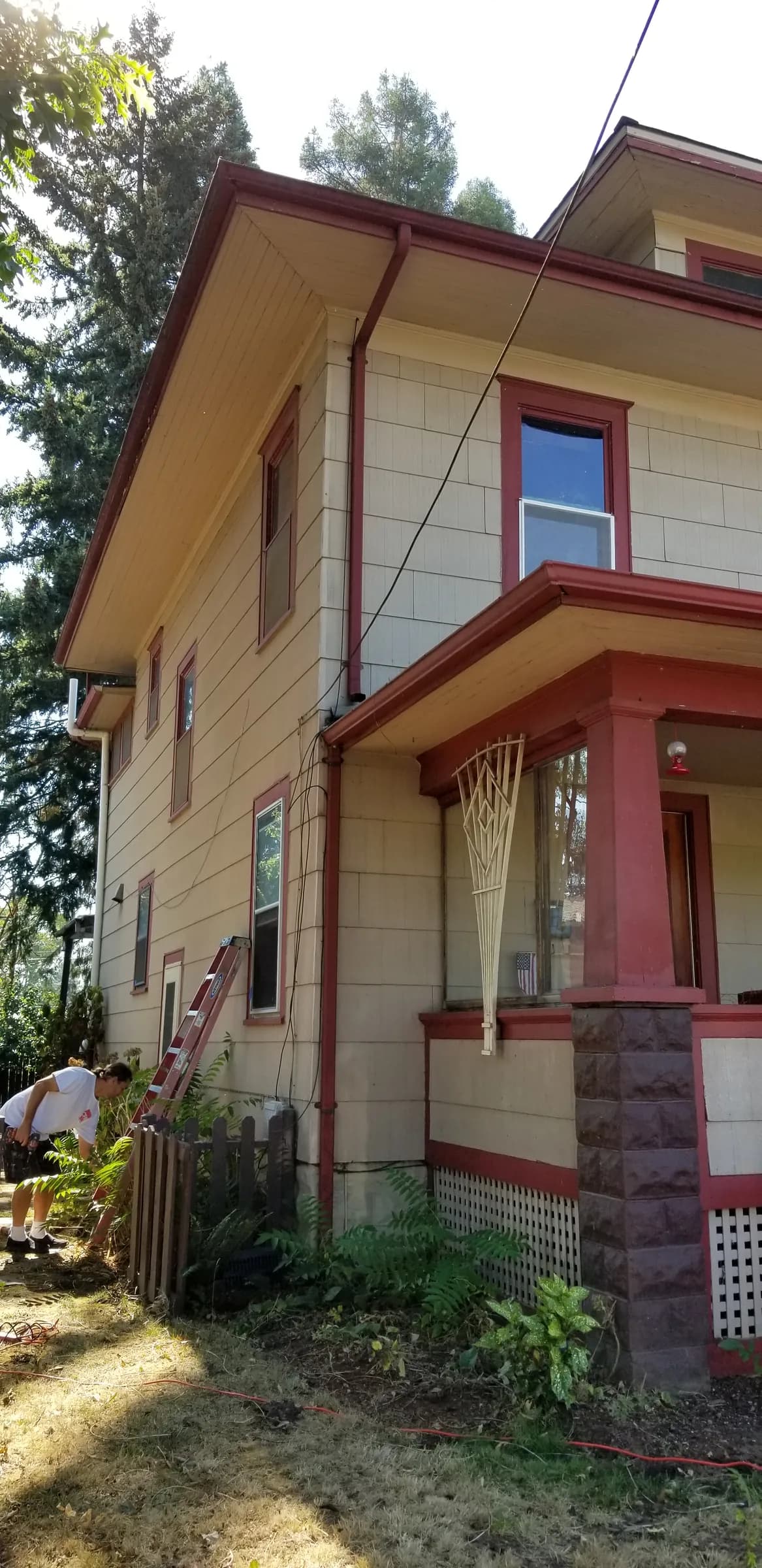 Before: The house from the side yard, old scheme