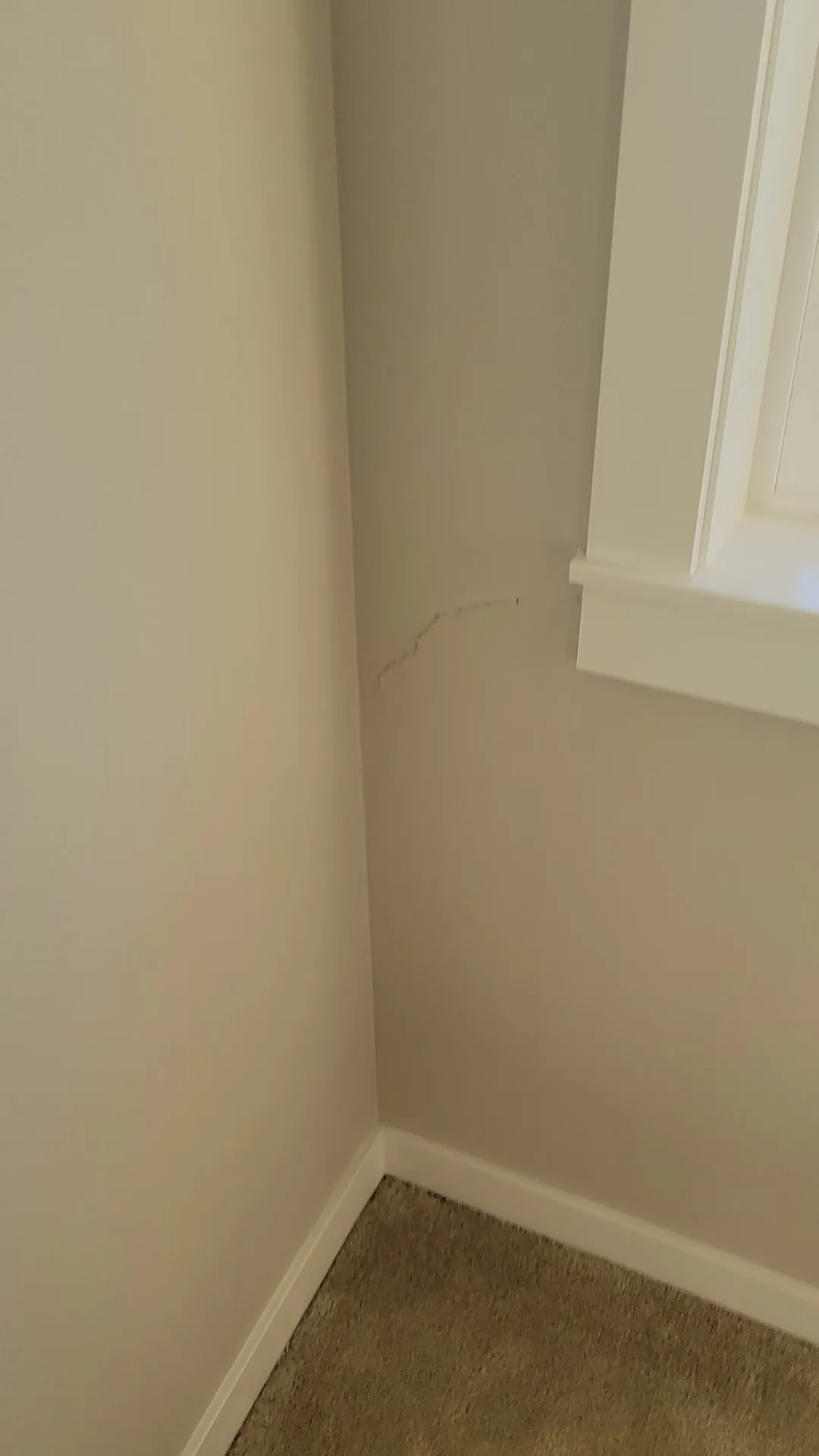 Before: The corner crack up close, before work starts