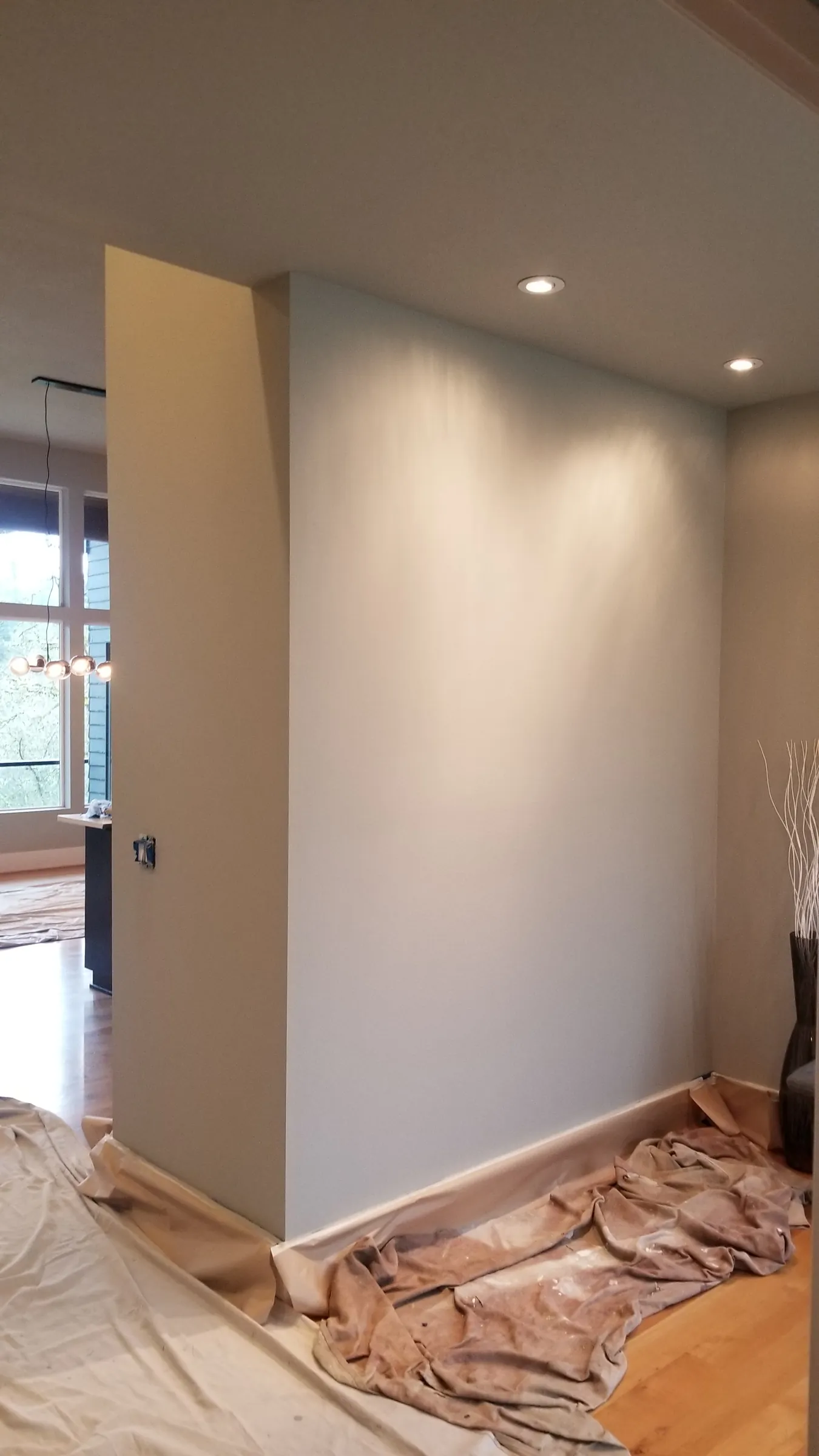 Done: Finished partition wall, smooth and repainted.