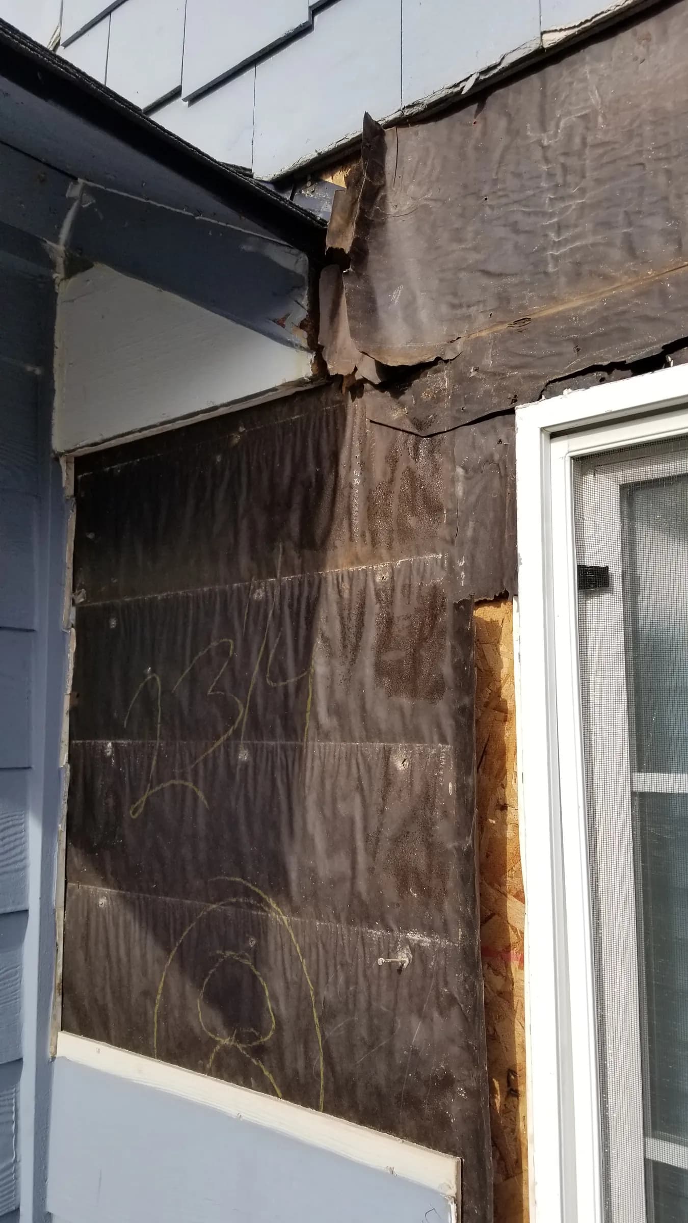 Install: Wall stripped to the building paper at the window